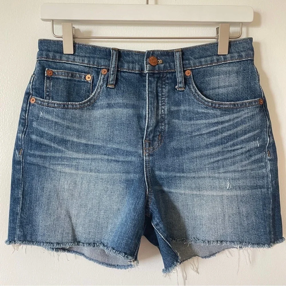 Madewell High-rise Cut-off Stretch Denim Shorts Frayed Whiskering Distressed 26 - Picture 2 of 8